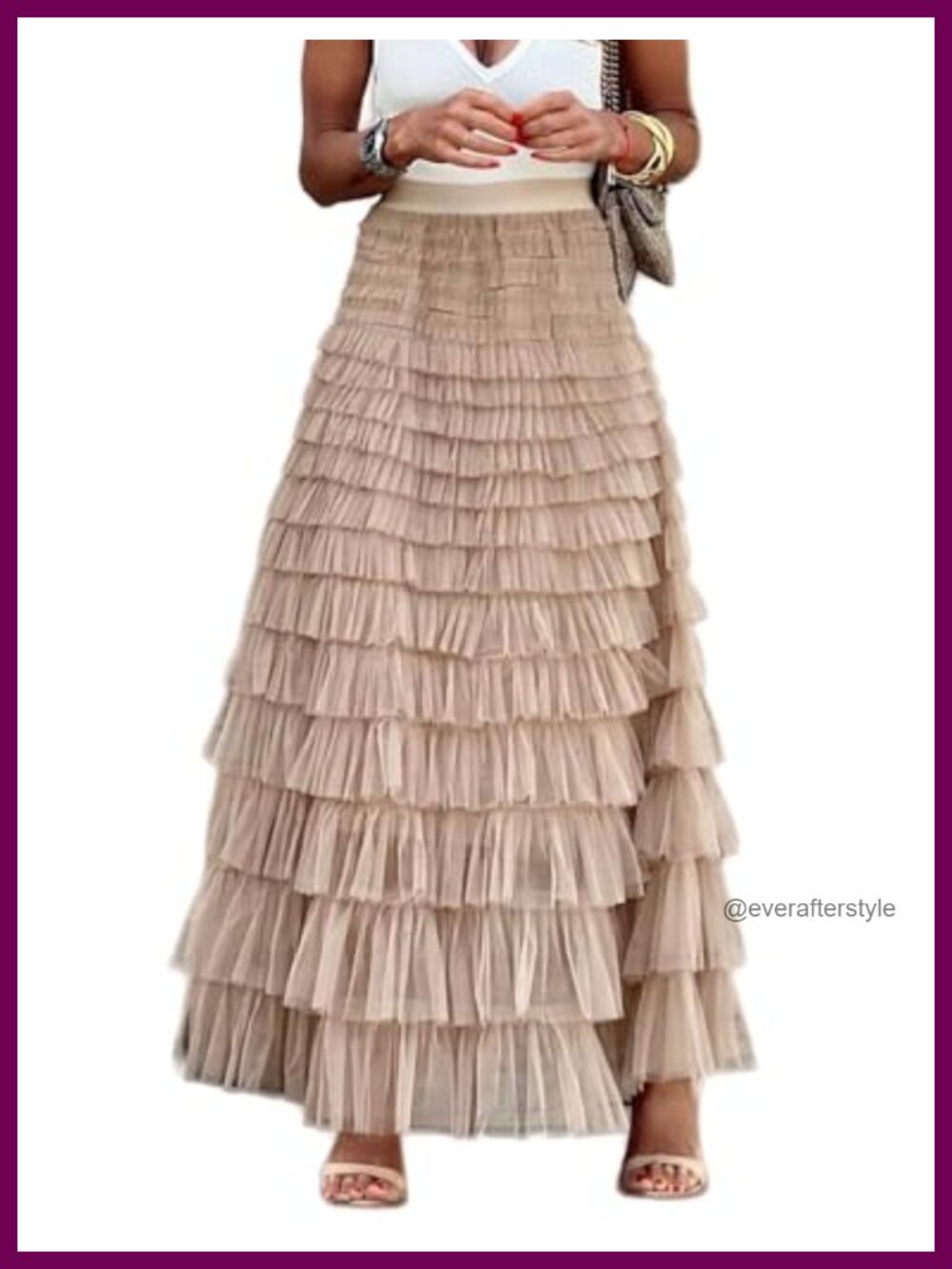 Women's Long Maxi Tiered Tulle Skirt A-Line Ruffle Layered Fairy
